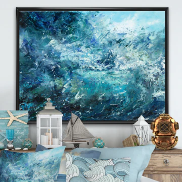 Wild Blue Ocean Waves V Wall Art