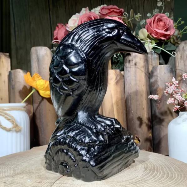 2" Natural Obsidian Raven/Crow Carving – Healing Crystal Figurine